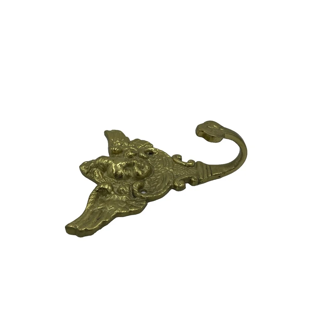 Vtg Solid Brass Angel Cherub Decorative‎ Wall Hanger Robe Towel Hat Key Hook